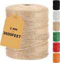 Vanhench 3600Feet Natural Jute Twine String, Bulk Hemp Jute Rope Cord Twine for Crafts Gardening, Gift Wrapping, Arts & Crafts, Wedding Décor, Packing Material Burlap Ribbon