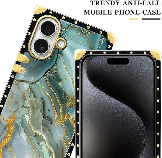 for iPhone 17 Case Luxury Golden Decoration for Girl Women Soft TPU Shockproof Protective Hard PC Back for iPhone 17 Crazy Pattern Golden Texture Marble Veining