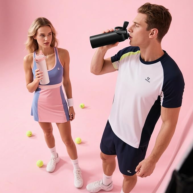 POWCAN 18 oz Steel Water Bottle: 2-in-1 Push-Button Spout & Flip Straw, Leakproof, Cold 24 Hrs, Fits Car Cup Holder, Insulated Water Bottle for Travel, Gym, School, Sports Gift (Midnight Web)