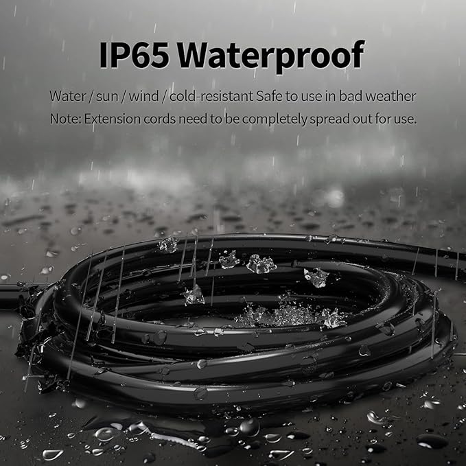 POWGRN 50 FT 16/3 Black Indoor Outdoor Extension Cord Waterproof, 3 Prong Flexblie SJTW Cold Weatherproof -50°C Appliance Extension Cord 13 AMP 1625W 16AWG Electric Cable, ETL Listed
