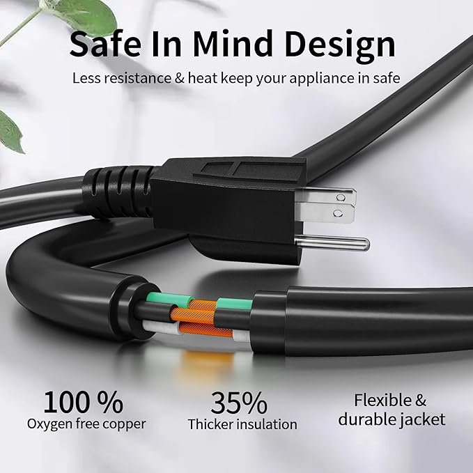 POWGRN 50 FT 16/3 Black Indoor Outdoor Extension Cord Waterproof, 3 Prong Flexblie SJTW Cold Weatherproof -50°C Appliance Extension Cord 13 AMP 1625W 16AWG Electric Cable, ETL Listed
