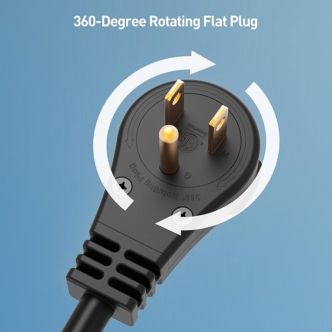 [ETL Listed] Cable Matters 2-Pack 16 AWG 360° Rotating Flat Plug Extension Cord - 3ft, 13A/1625W, Low Profile 3 Prong Power Extension Cords, NEMA 5-15P to NEMA 5-15R, Black
