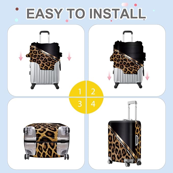 ANNA QUEEN Mediterranean Town Luggage Cover, Coastal City Suitcase Protector, Stretchable Washable Travel Cover for 32-34 Inch Luggage