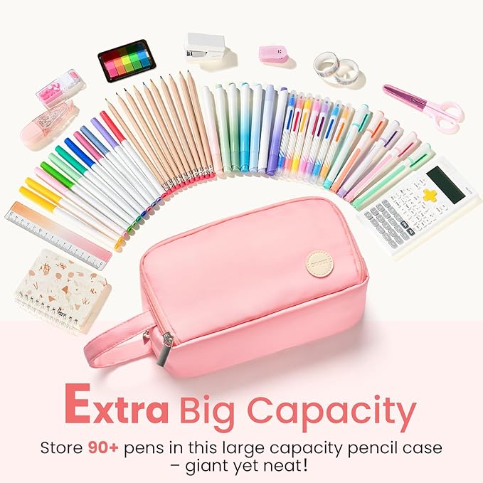 Sooez Pencil Case, Large Pencil Pouch Pencil Bag with Pull-Out Organizer for Quick Access, Cute Pencil Case with Sturdy Zipper, Aesthetic School Supplies for Girls Boy Women, Green