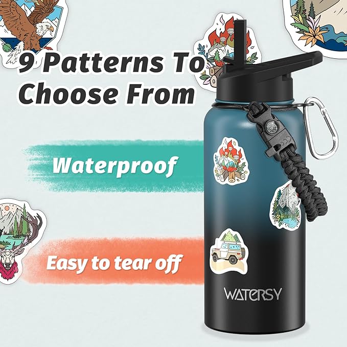 32oz Insulated Water Bottle (Cold for 48 Hrs),BPA Free&Leak Proof,Stainless Steel Water Flask,Water Jug with Straw Spout Lids for Gym,Hiking,Travel,Black Blue