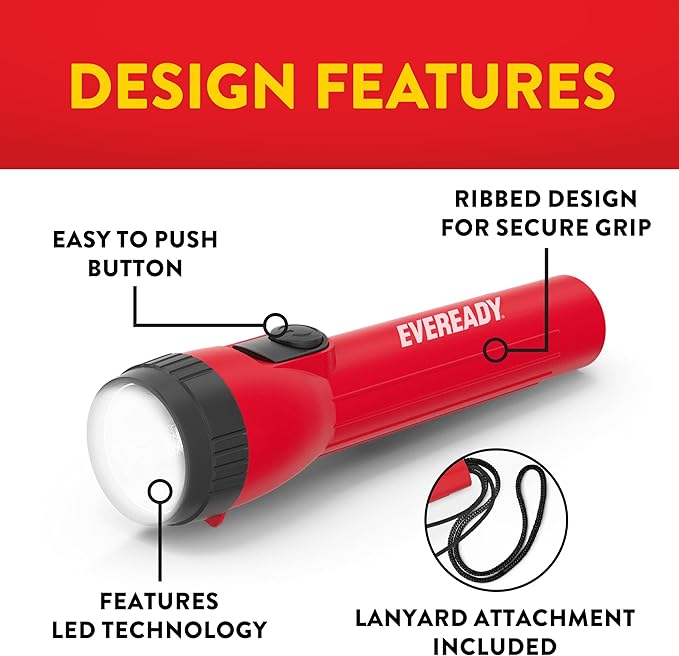 EVEREADY LED Flashlights (8-Pack), Bright Flashlights for Emergencies and Camping Gear, Flash Light with AA Batteries Included, Red/Blue (8-Pack)