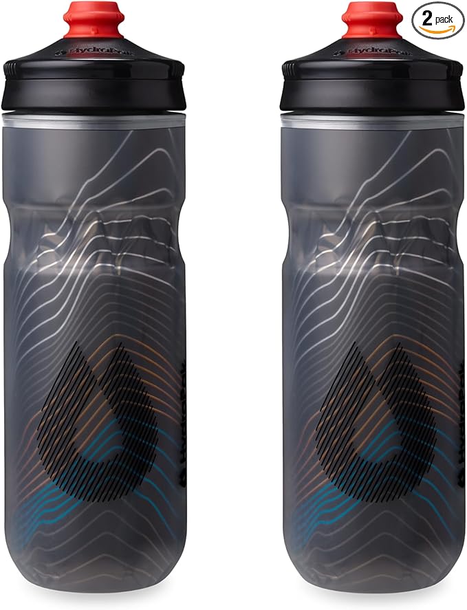 HydraPak | Polar Bottle - Polar Surge Insulated Bike Water Bottle 2-Pack - High Flow, Cycling & Sports Squeeze Bottle (Ascent Black, 600ml / 20oz)