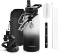 RAYMYLO Insulated Water Bottle 32 oz, Triple Wall Vacuum Stainless Steel (Cold for 24Hrs, Hot for 12Hrs), Leak Proof & Non-BPA, Modern Water Flask Jug with Paracord Handle & Straw Spout Lids