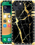 Compatible with iPhone 14 Case, Black Gold Marble Nature Luxury Golden Decoration for Girl Women Soft TPU Shockproof Protective Hard PC Back for iPhone 14