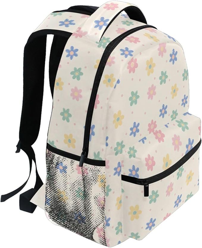 Wamika Daisy Flowers Kids Backpack Floral Orange Chamomile School Backpacks Boy Girl Preschool Book Bag