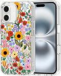 MOSNOVO Case for iPhone 16, [Buffertech 6.6ft Military-Grade Drop Protection] [Anti Peel Off Tech] Clear TPU Bumper Phone Case Cover Design - Blossom & Bloom