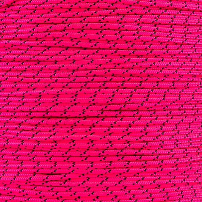 Paracord Planet 325 Paracord – 3 mm Type II Nylon Parachute Cord with 3 Inner Strands (Black with Pink Stripes, 1000 ft)