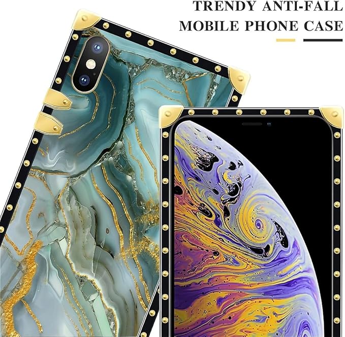 Compatible with iPhone XR Case, Golden Texture Marble Veining Luxury Golden Decoration for Girl Women Soft TPU Shockproof Protective Hard PC Back for iPhone XR