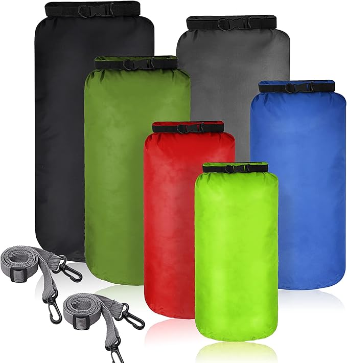Shappy 6 Pcs Waterproof Dry Bag Set Ultralight Stuff Sack 20/15/10/8/5/3L Backpacking Bag with Long Adjustable Strap Outdoor Keep Gear Dry Sack for Camping Kayaking Boating Hiking Travel