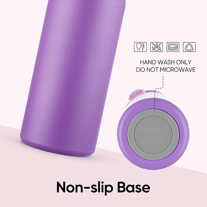 Fijinhom 32 oz Insulated Water Bottle with 2-in-1 Straw and Spout Lid, Stainless Steel Double Wall Vacuum Flask, Sports Water Bottle Keeps Cold 24H, Leak Proof for Gym, Outdoor, Travel (Purple)