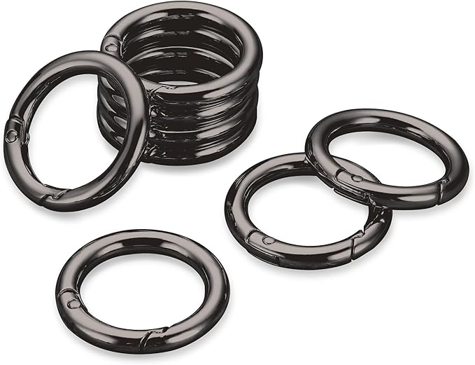 Gkeygo Key Ring Clip, 1 Inch Keychain Rings, 8 Pack Round Carabiner Clip for Keys, Buckle, Bags, Purses - Key Chain Hooks Replacement Keychains Lanyard DIY Crafts, Gunmetal