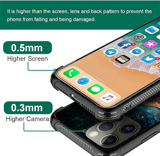 for iPhone 11 Pro Case, Star Cave Hungry Wolf Pattern Graphic Design Girl Boy Soft Silicone Hard Acrylic Shock Protection for iPhone 11 Pro