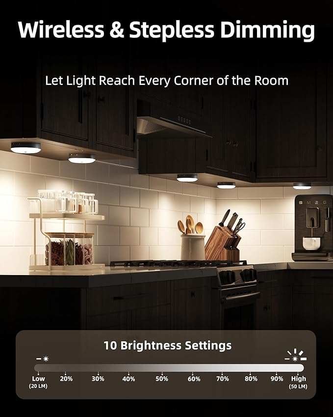 EZVALO Under Cabinet Lighting with Charging Station, 1000mAh Rechargeable Puck Lights with Remote, 3 Color Temps & 12 RGB Closet Lights, Dimmable Motion Sensor Lights for Shelf, Kitchen (3 Packs)