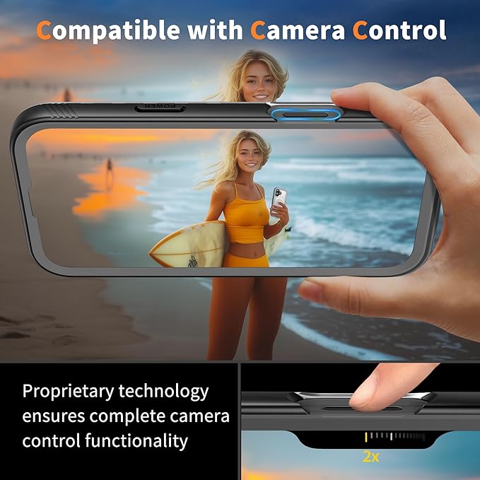 Cozycase for iPhone 16 Pro Max Waterproof Shockproof Dustproof Case [Compatible with MagSafe] - Heavy Duty/360 Full Body/Military Grade/Rugged Built in Screen/Camera Protector Black/Frosted Clear 6.9"
