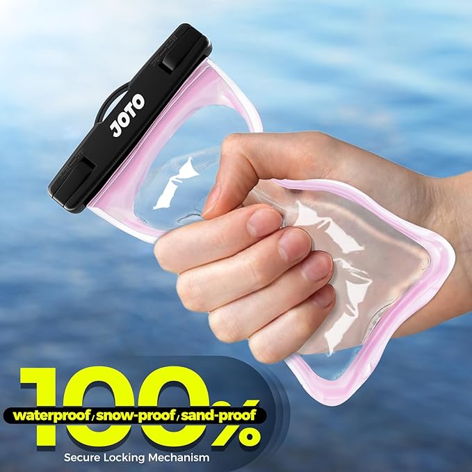 JOTO Up to 7" Universal Waterproof Phone Case for iPhone 17 Air 16 15 14 13 12 11 Plus Pro Max, IPX8 Cellphone Dry Bag XR X SE, Galaxy S23 S22 S21 S20+ S20 S10 Plus Note, Pixel -Clearpink