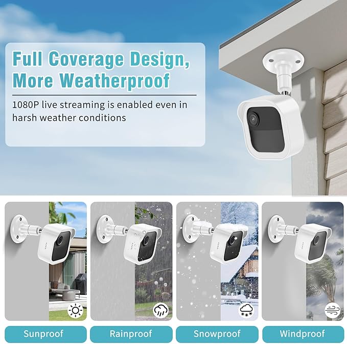 Wall Mount for Blink Outdoor Cameras , 3 Pack Weatherproof Housing, 360 Degrees Adjustable Bracket with Sync Module Core Mount for Blink Outdoor 2K+, 4th & 3rd Gen Cam, White (Camera is Not Included)
