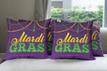 Ambesonne Mardi Gras Throw Pillow Cushion Case Pack of 4, Beads and Tassels Masquerade Theme Calligraphy Design Fun Print, Modern Accent Double-Sided Digital Printing, 18", Purple Marigold