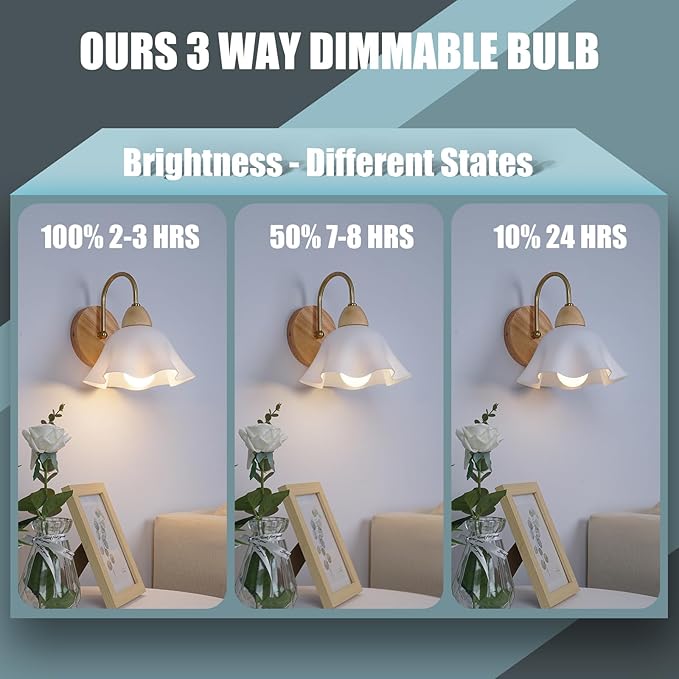 6Pack Rechargeable Emergency Light Bulb, A19 9W Warm White 3000K Self-Charging LED Light Bulb,1200mAh Battery Backup Light Bulbs for Daily,Home Emergency,Outdoor Portable Use