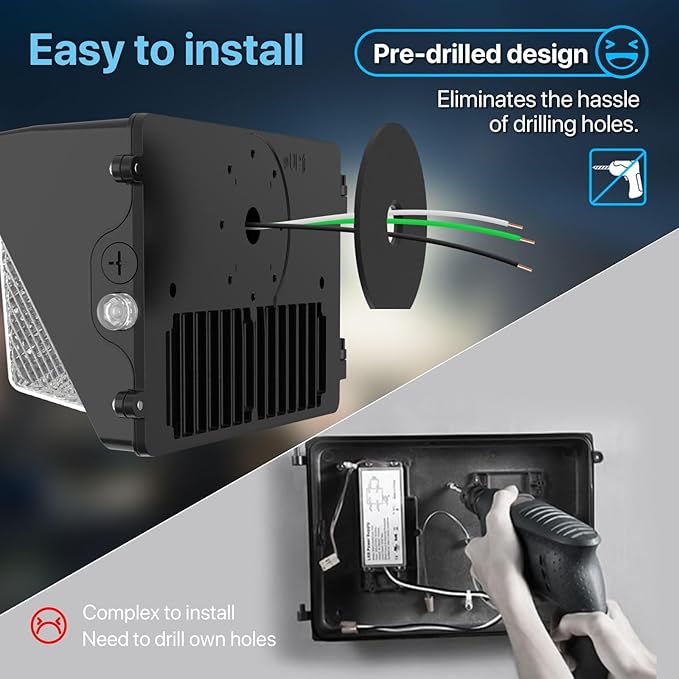 HYPERLITE LED Wall Pack 120W: 18000lm LED Security Flood with Dusk to Dawn Photocell - Industrial Outdoor Wall Lights Out Door 2Packs for House Warehouses Driveway UL Listed