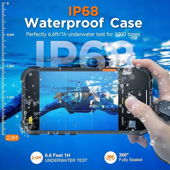 WIFORT for iPhone 17 Pro Max Waterproof Case, [Fit for Magsafe] with Sapphire Lens & Screen Protector, IP68 Full Body 15FT Military Shockproof, Magnetic Frosted Phone Cover with Lanyard, 6.9" Black