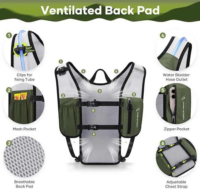 Maelstrom Hydration Backpack, Hiking Backpack with 2L Water Bladder, Running Hydration Vest for Cycling Hiking Rave for Men Women