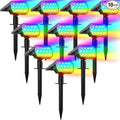 WELALO Solar Color Changing Spot Lights Outdoor, Waterproof Solar Halloween Lights, 7 Modes Multicolor RGB Landscape Spotlight for Garden Yard Driveway Lawn Patio Pathway Christmas Decorations 10 Pack