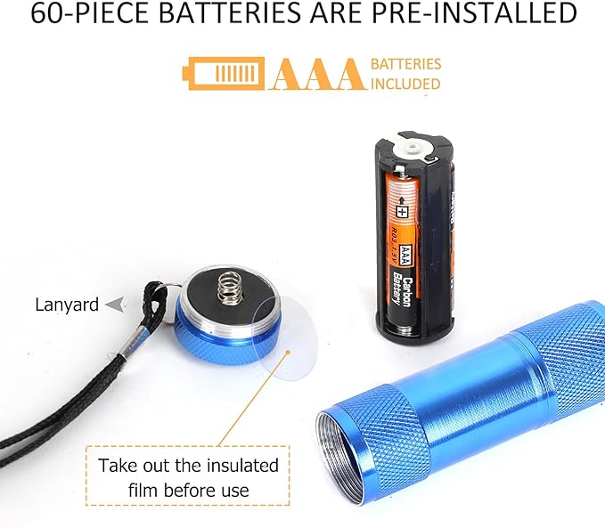 FASTPRO 30-Pack Flashlights Set, Aluminum 6-LED Flashlights Include AAA Batteries & Lanyard, for Party Favors, Camping, Hurricane Supplies