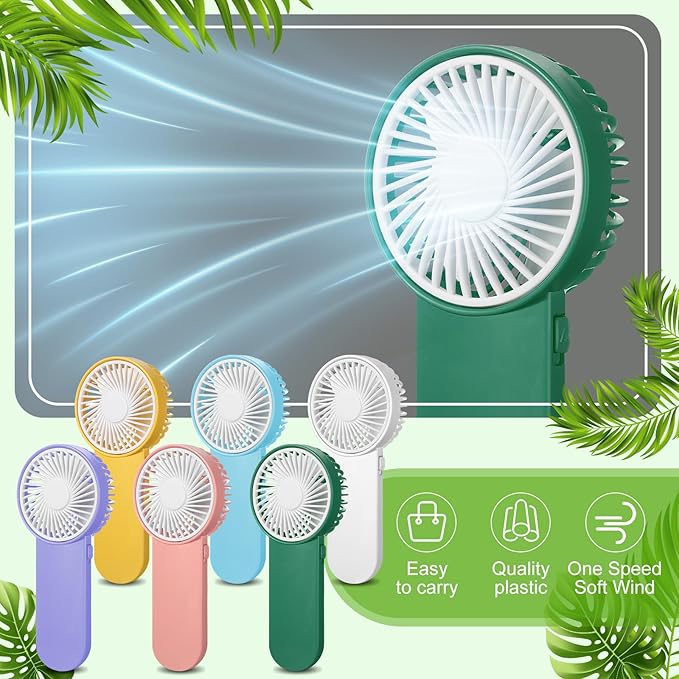 Sumind 36 Pcs Small Personal Portable Fan Mini Handheld Bulk 1 Speed Electric Cute Battery Powered for Neck Lash Makeup Women Men Travel Camping Indoor Outdoor Summer (6 Colors)