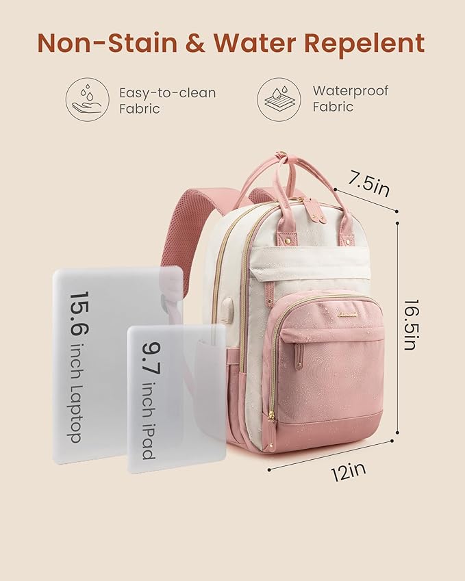 LOVEVOOK Backpack for Women,Laptop Backpack Women,Fits 15.6 Inch Laptop Bag,Fashion Travel Work Anti-theft Bag,Waterproof Business Computer College Teacher Backpack Purse Daypack, Light Grey-Beige