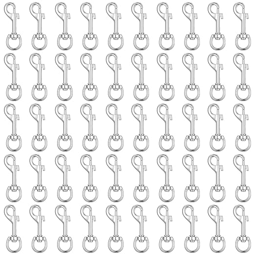 Kifmurase 50 Pcs Swivel Snap Hooks for Dog Leash, Heavy Duty 3.15 Inch Flag Clasp Single Ended Swivel Clip, Multipurpose Bolt Snap for Keychain Camera Trap Linking Pet Leash