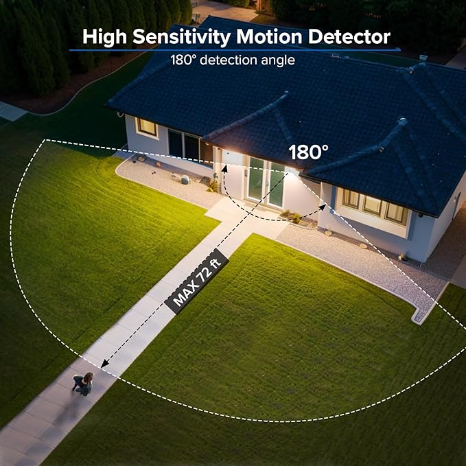 SANSI 36W 3600LM LED Motion Sensor Outdoor Light, 50,000 Hrs Lifespan Security Light, 350W Equiv 5000K Dusk to Dawn IP65 Flood Light, Super Bright for Backyard, Black, Bright Series, not Solar