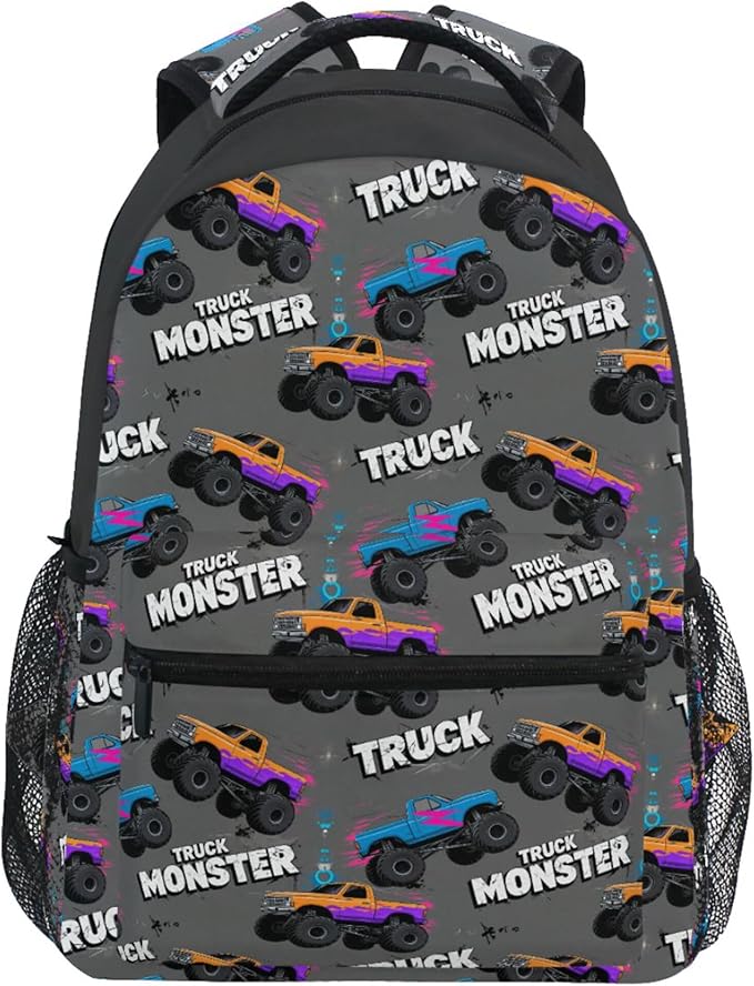Wamika Monster Truck Boys Backpack Racing Cars School Backpacks Kid Girl Preschool Book Bag