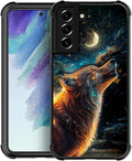 for Samsung Galaxy S21 FE Case, Star Cave Hungry Wolf Pattern Graphic Design Girl Boy Soft Silicone Hard Acrylic Shock Protection for Samsung Galaxy S21 FE