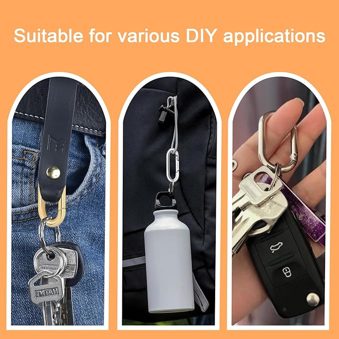 10Pack Oval Large Carabiner Clip, Metal Spring Carabiner Clips for Paracord Keychain Lanyard, Car Key Rings, Dog Tag Clip, Pets Collar Buckles, Purse Keychain Replacement (Light Gold)