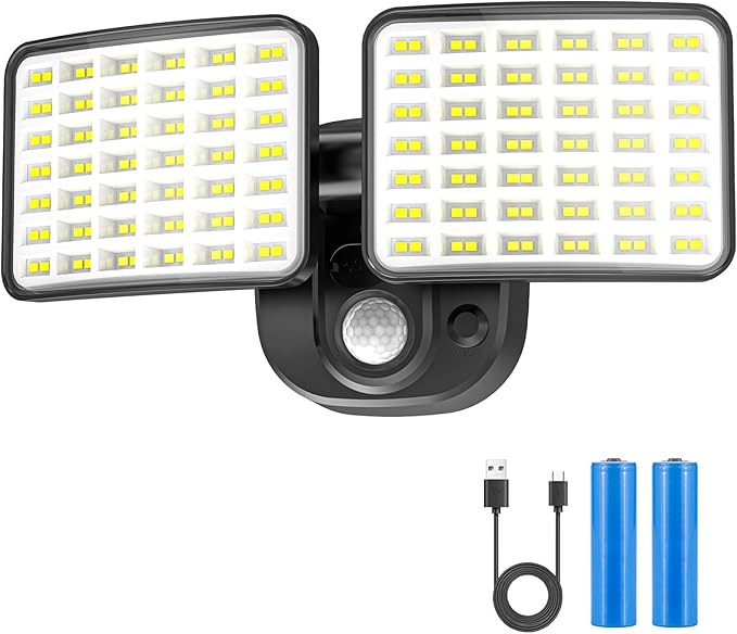 Rechargeable Motion Sensor Outdoor Light, Battery Operated Lights with 2500LM & 4000LM Dual Modes, USB Charging Wireless Flood Light, Waterproof LED Security Lights for Garage, Yard, Shed, Porch