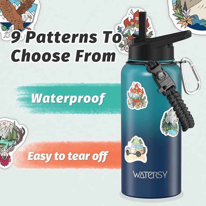 32oz Insulated Water Bottle (Cold for 48 Hrs),BPA Free&Leak Proof,Stainless Steel Water Flask,Water Jug with Straw Spout Lids for Gym,Hiking,Travel,Gradient Blue