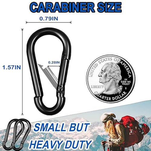 120PCS M4 Heavy Duty Carabiner Clip, 1.57Inch Snap Hook Quick Link Small Carabiner Clips,Spring Link Buckle for Fishing Camping Hammock Dog Leashes-110LBS Holding Capacity (Black)