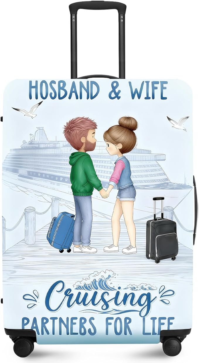 Valentine'S Day Couple Travel Luggage Cover -Stretchable Airplane Suitcase Protector Sleeve,Universal Washable Fit for 20-26 Inch Checked Baggage,Water Resistant Durable Luggage Protector,M