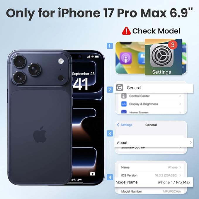 Mitywah Waterproof Case for iPhone 17 Pro Max, Rugged Metal Case with Built-in Screen Protector, Heavy Duty Full Body Shockproof Protective Cover 6.9 inch, Orange