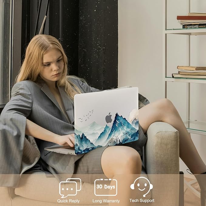 Hard Case for New MacBook Air 13 inch M2 M3 M4 2022 2024 2025 Release (Model A3240 A3113 A2681),13.6" Protective Case Cover & Keyboard Cover for Laptop Air 13.6",Mountain & Bird