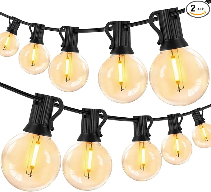 Outdoor String Lights - 100FT 2Pack G40 Globe Patio With 52 Dimmable Waterproof and Shatterproof LED Bulbs for Tavern, Backyard, Deck, Garden, Party Decorations Commercial Hanging (G40 Bulb)