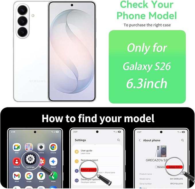 GRECAZO Slim Borderless for Samsung Galaxy S26 Phone Case 6.3"(2026) Ultra-Thin Lightweight Frameless Matte Hard PC Cover Case with Pull Ring Minimalist Non Slip Rope-Dark Green