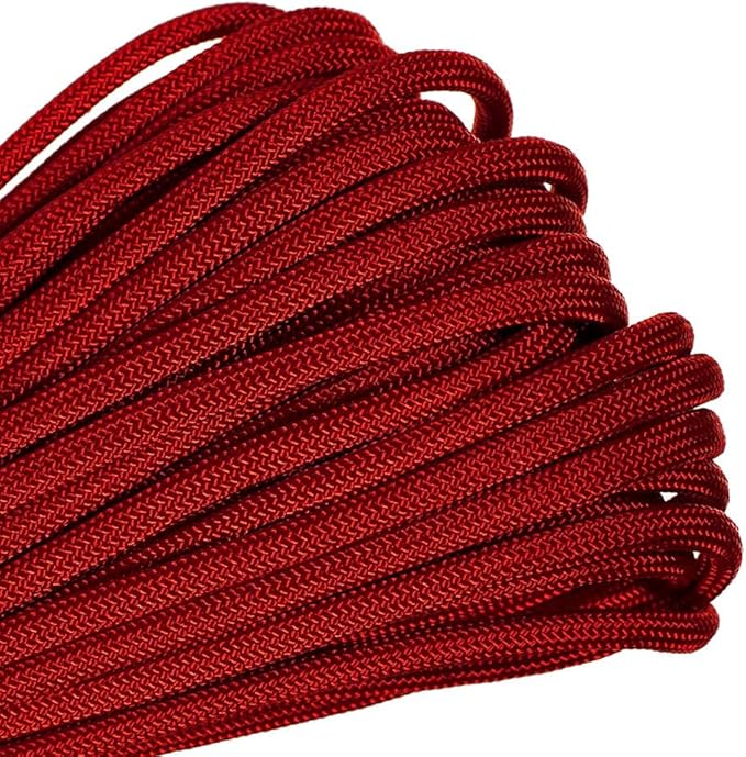 Paracord Planet Solid Color 550lb Paracord – 7 Strand Type III Nylon Cord for Indoor and Outdoor Tasks – Imperial Red (50 ft)