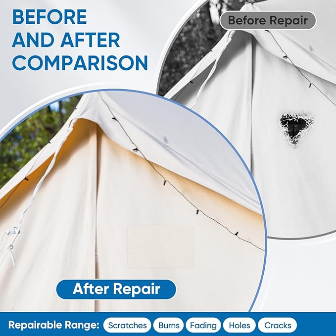 Canvas Patch 4 "x 60 ", Self-Adhesive Waterproof Canvas Patch Set for Repairing Tents, Couch, Boat Covers, Camping Chairs, Awnings, Car Seats.(Gray)