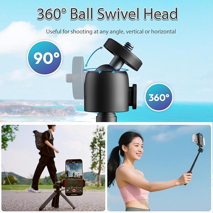 ULANZI MT88 ClipMate Tripod Mini Extension Rod for Pocket 3/Xtra Muse/Insta360 X5 X4/Action Cameras, 3-in-1 Selfie Stick w Backpack Mount Shoulder Strap, Adjustable Tabletop Tripod Handle Grip